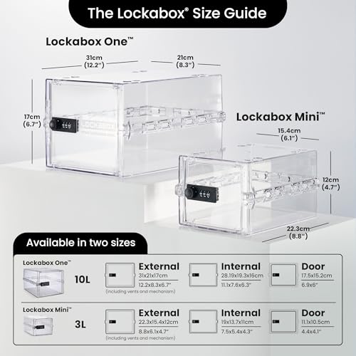 Lockabox One Lockable Storage Box: A4 Size, Combination Lock for Food & Medicine Safety