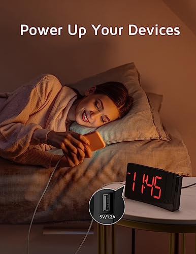 GOLOZA Projection Alarm Clock: 180° Projector, LED Display, USB Charger