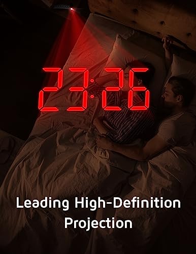 GOLOZA Projection Alarm Clock: 180° Projector, LED Display, USB Charger