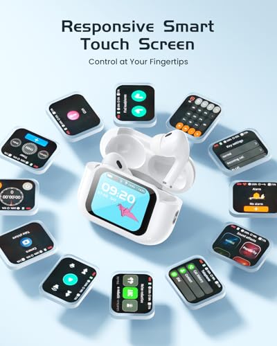 Bluetooth 5.4 Earbuds: Real-Time Translator, 147 Languages, Touch Screen, 4 Modes, ENC Mic, 30H Playtime