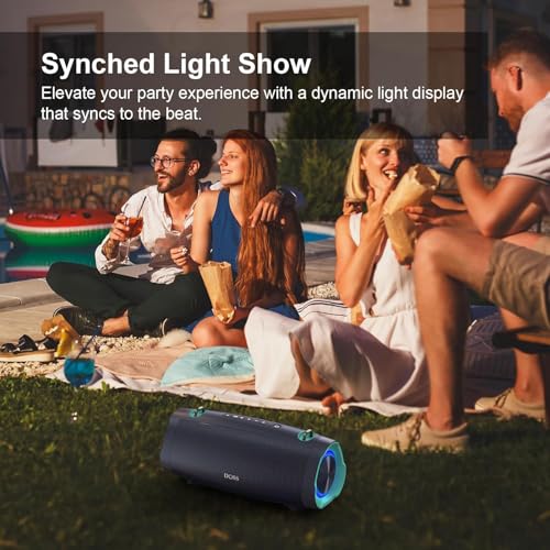 DOSS Extreme Boom Pro D100 Speaker: 140W Peak, Bold Sound, Extra Bass, 24H Playtime, Beat-Sync Lights, Power Bank - Black