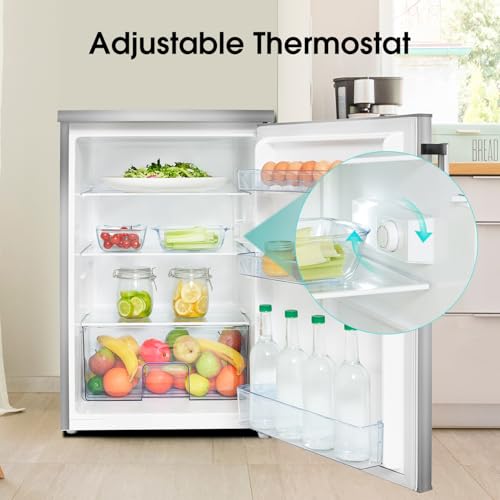 Hisense Under Counter Larder Fridge with LED Lighting, Stainless Steel - 133L, 56x84.5x57.5cm