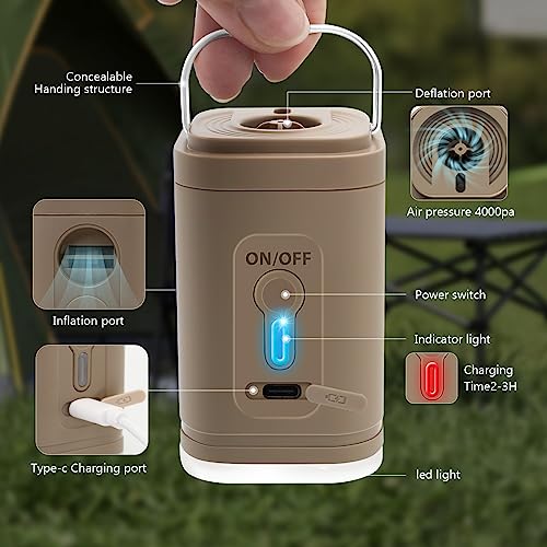 ytorgr Portable Electric Mini Air Pump for Inflatables - Rechargeable, Deflate Paddling Pool, Air Mattress, Boats - Swimming Pool Pumps