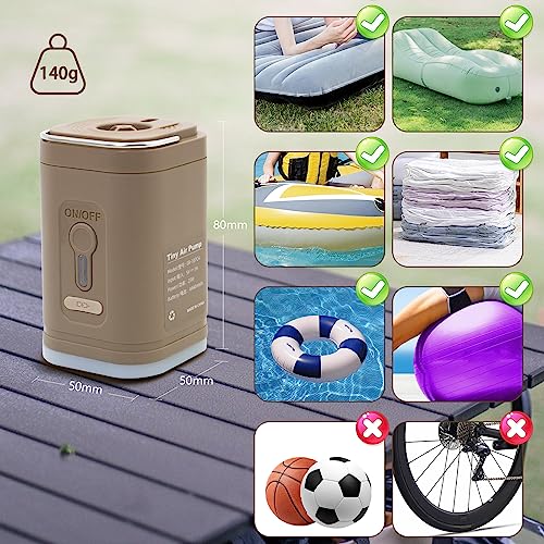ytorgr Portable Electric Mini Air Pump for Inflatables - Rechargeable, Deflate Paddling Pool, Air Mattress, Boats - Swimming Pool Pumps