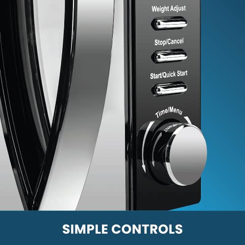 VYTRONIX 800W Digital Microwave Oven: 6 Power Levels, Timer | Black with Mirrored Front, 20L Capacity