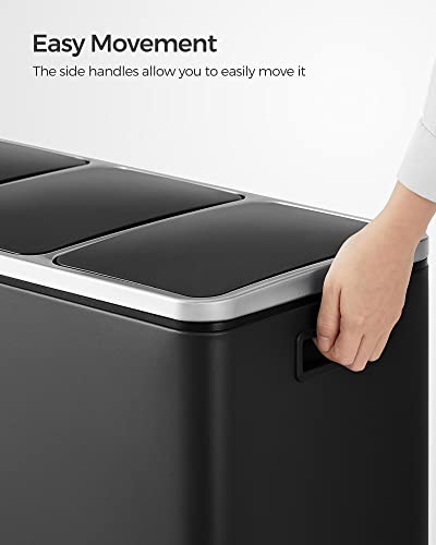SONGMICS 3 x 18L Recycling Bin with Soft-Close Lids & Pedals