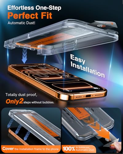 LK iPhone 17 Pro Max Screen Protector, HD Clear Tempered Glass, Anti-Scratch, 9H Hardness, Military Grade, Easy Install