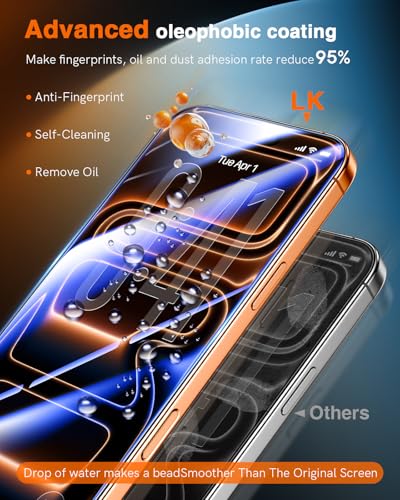 LK iPhone 17 Pro Max Screen Protector, HD Clear Tempered Glass, Anti-Scratch, 9H Hardness, Military Grade, Easy Install