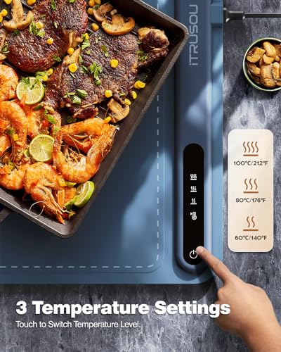 iTRUSOU Warming Tray: Rollable Silicone Mat, Adjustable Temp, Auto Shut-Off - Portable Food Warmer for Gatherings & Parties