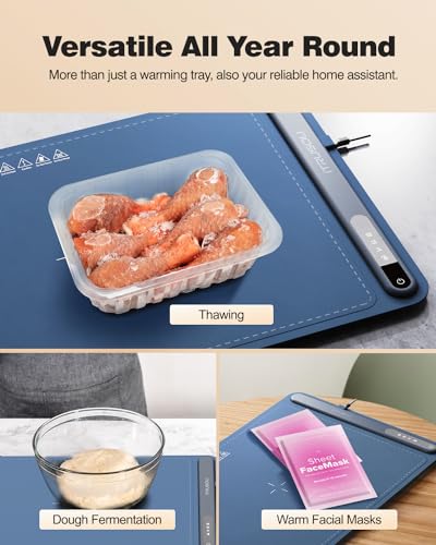 iTRUSOU Warming Tray: Rollable Silicone Mat, Adjustable Temp, Auto Shut-Off - Portable Food Warmer for Gatherings & Parties