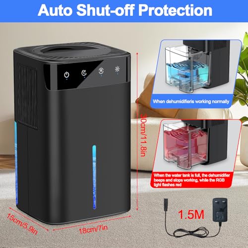 Brand 2.6L Mini Dehumidifier for Home & Bedroom - Energy-Saving, Auto Defrost, Quiet Operation - Ideal for Bathroom, Office, RV