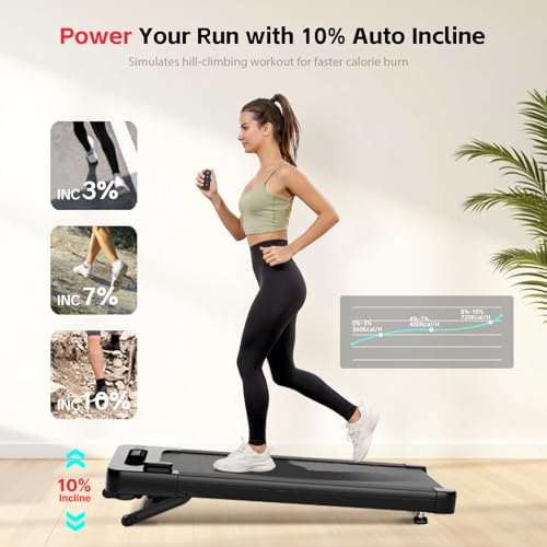 Bluearth Walking Pad Treadmill: 10% Incline, Smart App, Scenic Routes, Live Classes, Under Desk, Hiking & Running