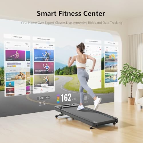 Bluearth Walking Pad Treadmill: 10% Incline, Smart App, Scenic Routes, Live Classes, Under Desk, Hiking & Running