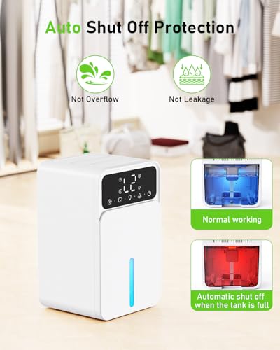 Quiet 1500ML Home Dehumidifier, Portable with Timer & Lights