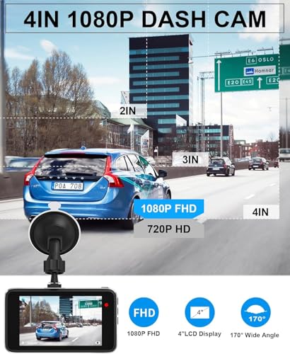 Dash Cam: Full HD 1080P, 170° Wide-Angle Lens, Night Vision