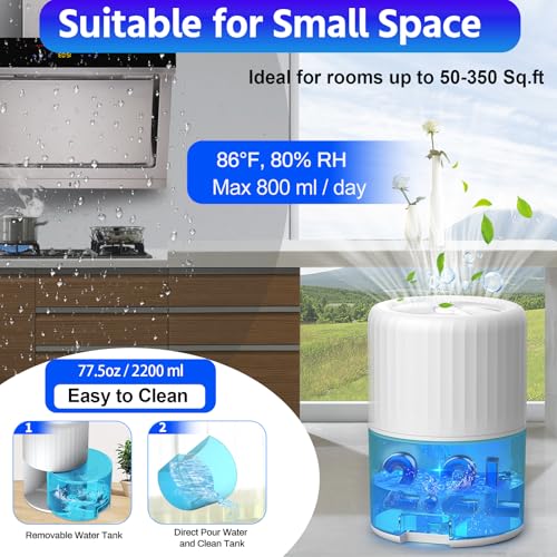 Brand Dehumidifier: Bedroom Home Dehumidifier, 2200ML Capacity, Auto-Off, Quiet, 2 Modes - Ideal for Bathroom, Basement, Kitchen