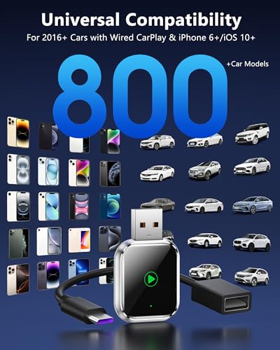 TKHIN CarPlay Wireless Dongle - Upgrade Factory Wired CarPlay to 5GHz WiFi on Cars After 2016