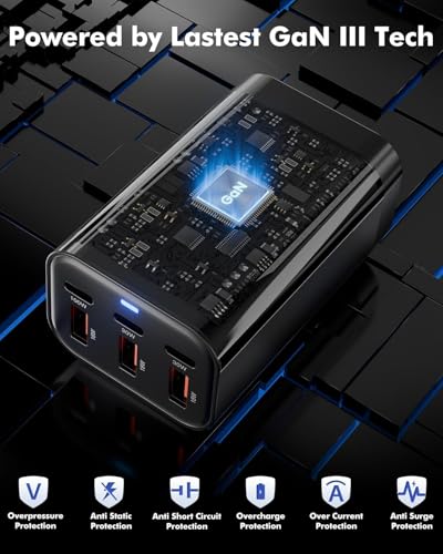 USB C Fast Charger 6-Port GaN III PD 100W Laptop Desktop Charger for MacBook, iPhone, Galaxy, Switch