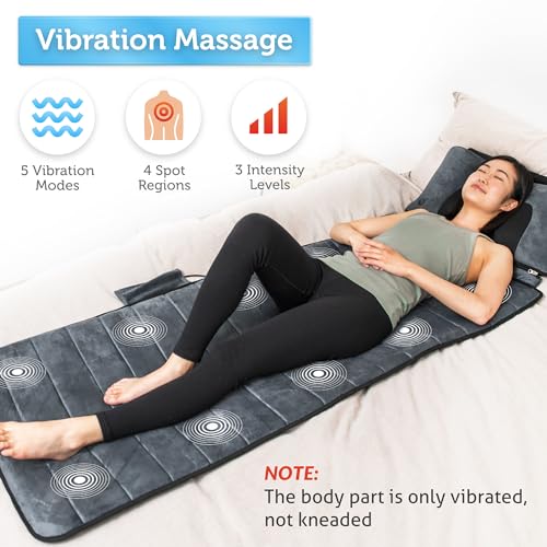 Comfier Massage Mat with Heat Pad, Full Body Shiatsu Massage Bed, Vibrating Motors, Heating Pads - Back Relief & Neck Massagers