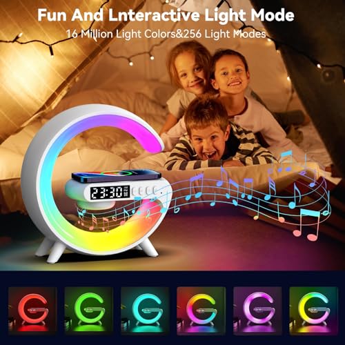 Smart Lamp Alarm Clock Speaker Wireless Charger 15W RGB Color Changing - Bedroom Gift
