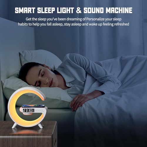 Smart Lamp Alarm Clock Speaker Wireless Charger 15W RGB Color Changing - Bedroom Gift