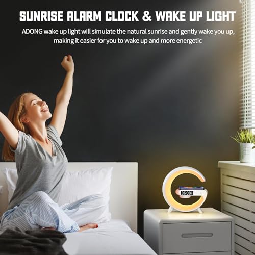 Smart Lamp Alarm Clock Speaker Wireless Charger 15W RGB Color Changing - Bedroom Gift