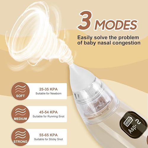 Postuvix Baby Nasal Aspirator: Portable Snot Remover for Newborns - Safe Nose Cleaner with 3 Levels of Suction