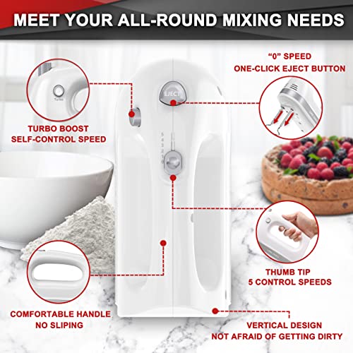 Lord Eagle Electric Hand Mixer 400W - Baking Cake Egg Cream Beater - Turbo Boost/Self-Control Speed + 5 Accessories