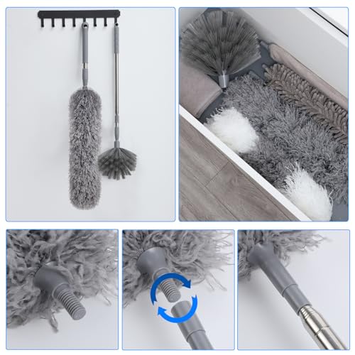 Bendable Washable Cobweb Duster w/ Extension Pole, 15-84 inch