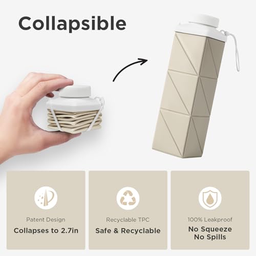 Mefold Collapsible Water Bottle, Leakproof 720ml for Travel