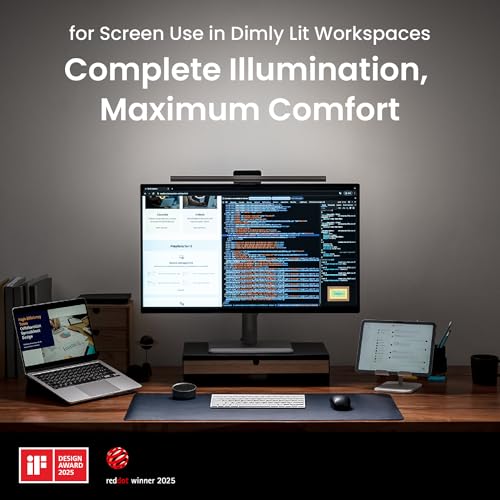 BenQ ScreenBar Halo 2 LED Monitor Light: Wireless, Adjustable Brightness, Eye-Care, No Glare, USB Powered