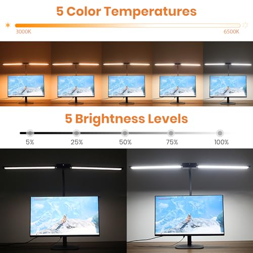 Lastar Architect Desk Lamp: Remote Control, 32.5" Double Head, Timer, 24W Bright Gooseneck for Home Office, Computer Reading