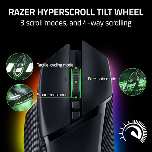 Razer Basilisk V3 Pro Gaming Mouse - Wireless, HyperScroll Tilt Wheel, 30K Sensor, Chroma Lighting - Black