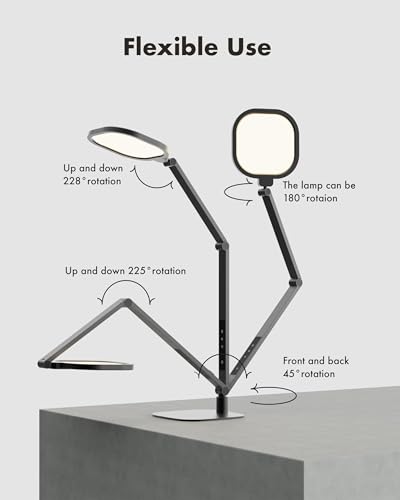 LitONES Swing Arm LED Desk Lamp: Dimmable 1200LM Task Light for Study & Reading, Adjustable Table Lamp for Home Office Working
