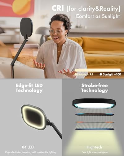 LitONES Swing Arm LED Desk Lamp: Dimmable 1200LM Task Light for Study & Reading, Adjustable Table Lamp for Home Office Working