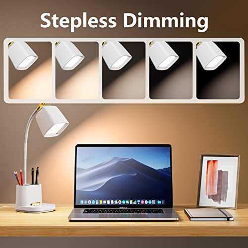 GONDSILY LED Desk Lamp USB Port Touch Control 3 Color Modes, Stepless Dimming, Eye-Caring Table Lamp for Home, Office, Bedroom