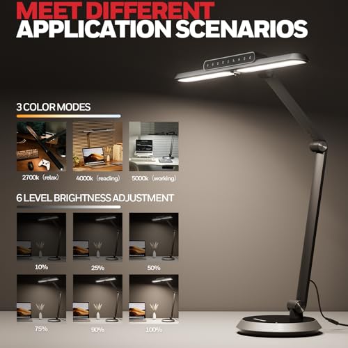 Honeywell Desk Lamp: H9 Sunturalux™ Eye-Caring LED, Dimmable, Timer, Auto-Sensing - Ideal for Home Office, Reading, Study