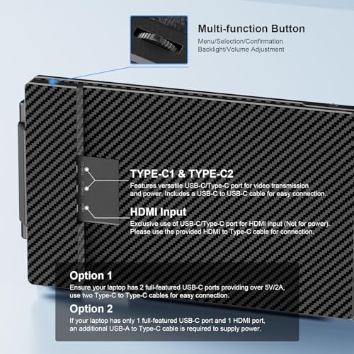 Laptop Screen Extender - Dual Monitor, 1080P FHD IPS Portable Display - Windows Mac Android - Fits 13-16.5 inch Laptops