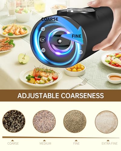 CIRCLE JOY Electric Pepper Grinder Set, USB Rechargeable, Ceramic Grind, Adjustable Coarseness - Automatic Kitchen Grinder