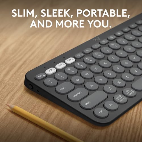 Logitech Pebble Keys 2 K380s Bluetooth Keyboard, Customizable Shortcuts, Slim & Portable, Easy-Switch, for Windows/macOS/iPadOS/Android, UK Layout
