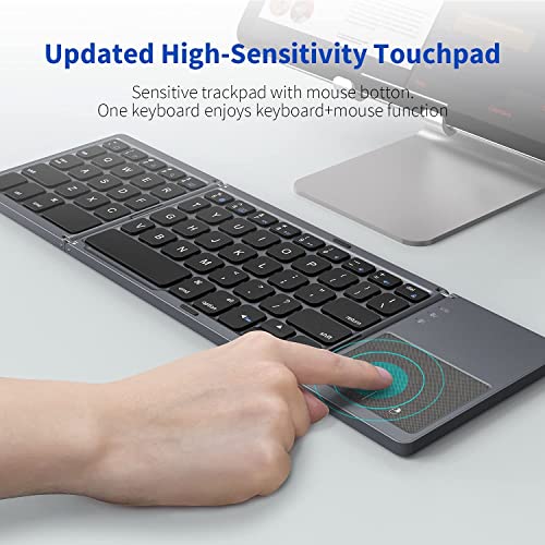 Zedo Foldable Bluetooth Keyboard 7-inch Touchpad Mini BT Wireless - Android Windows Tablet Li-ion Battery