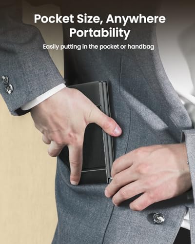 ProtoArc Foldable Bluetooth Keyboard, Portable Mini Wireless Travel Keyboards with PU Leather Cover - For Windows iOS Android - Black