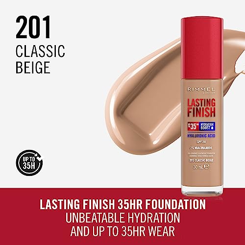 Rimmel 35Hr Foundation Classic Beige, Full Coverage, Hydrating SPF, Vegan