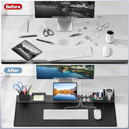 KDD Desk Pad Mat Set with Magnetic Storage - Phone/Tablet Stand, Cup/Card/Pen Holder - Home Office Accessories