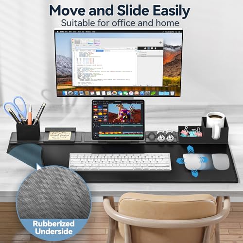 KDD Desk Pad Mat Set with Magnetic Storage - Phone/Tablet Stand, Cup/Card/Pen Holder - Home Office Accessories