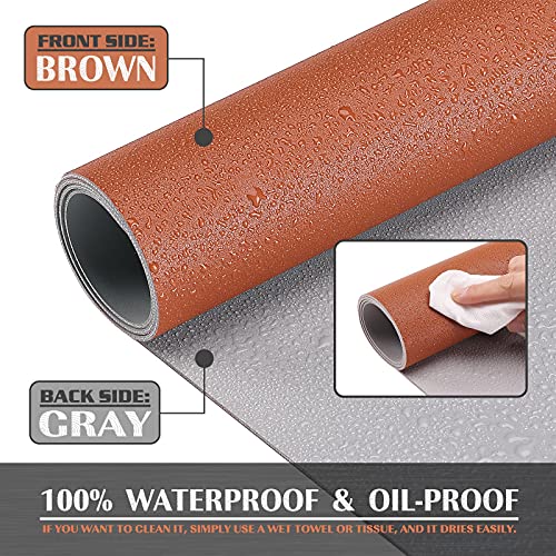 K KNODEL Large Leather Desk Mat - Mouse & Keyboard Pad - Desktop Protector - Writing Blotter - Brown, 80x40cm