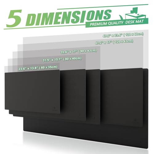 K KNODEL Large Leather Desk Mat - Mouse & Keyboard Pad - Desktop Protector & Cover - Writing Pad & Blotter - 80x40cm - Black