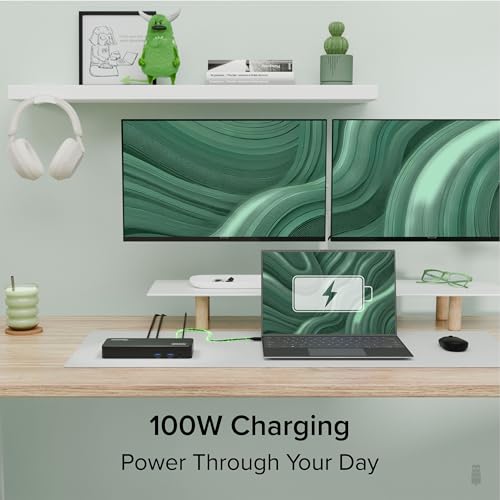 Plugable 12-in-1 USB C Dock: Triple 4K Monitors, Mac/Windows Compatible