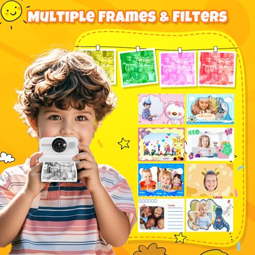 HiMont Kids Camera: 1080P Instant Print, 32GB Card, Selfie Digital Cam, Funny Toys for Boys & Girls, Age 3-12