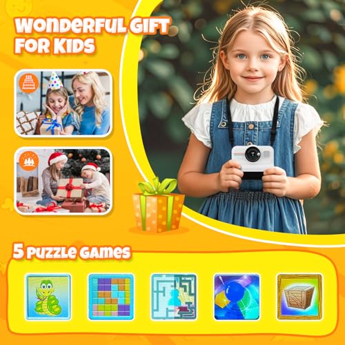 HiMont Kids Camera: 1080P Instant Print, 32GB Card, Selfie Digital Cam, Funny Toys for Boys & Girls, Age 3-12